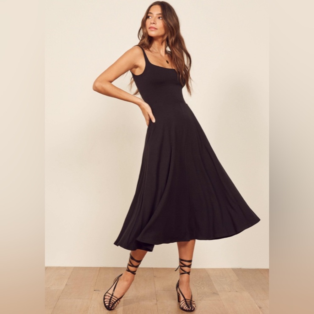 NWT Reformation Black Midi Dress Size XL
